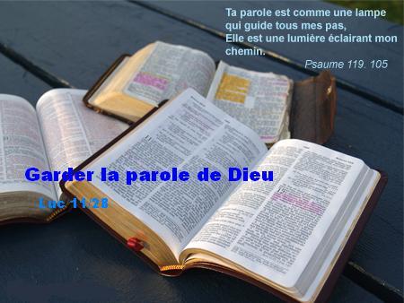 Garder la parole de Dieu bonjour